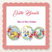 Osterfeier Bunny Chick Geflorales Gewirr Untersetzer (Vorderseite)