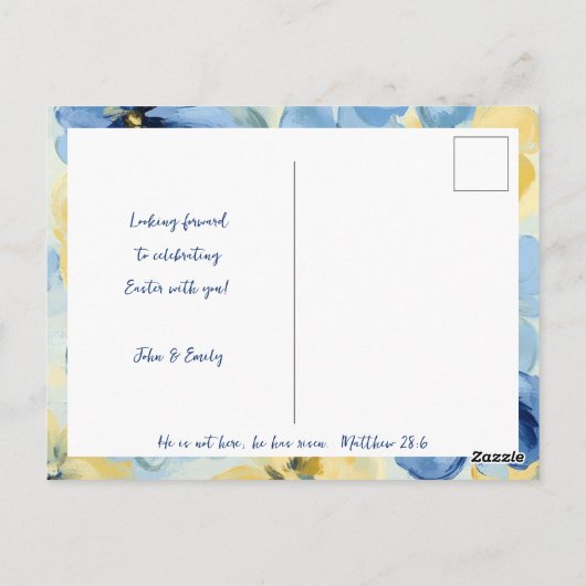 Osterfeier Christlicher Frühling Bläserblau Postkarte (Rückseite)