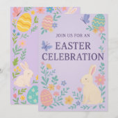 Osterfeier Einladung | Pastel Bunny (Vorne/Hinten)