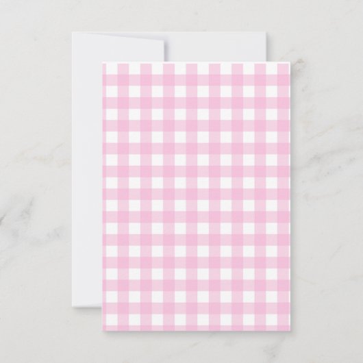 Osterfeier Einladung Rabbit Pink Gingham Kariert (Rückseite)