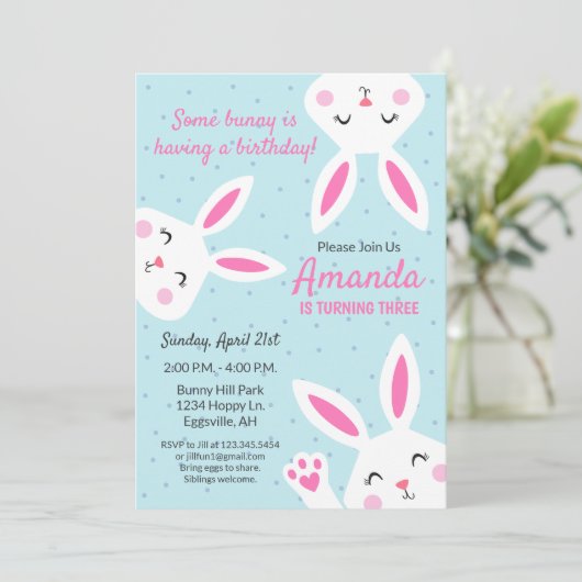 Osterfeier Geburtstagsfeier Einladung (Stehend Vorderseite)