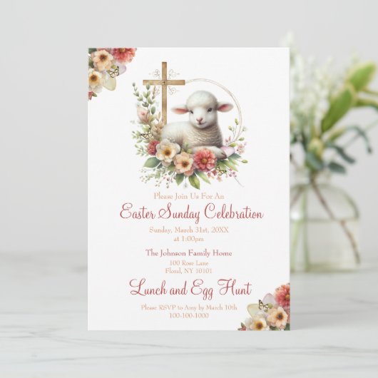 Osterfeier in Aquarellen Einladung (Stehend Vorderseite)