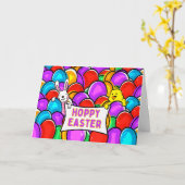 Osterfeier mit farbenfrohen, gegossenen Eiern Karte (Gelbe Blume)