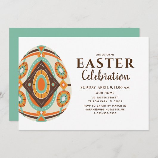 Osterfeier mit Vintag gestrichenem Ei Einladung (Vorne/Hinten)