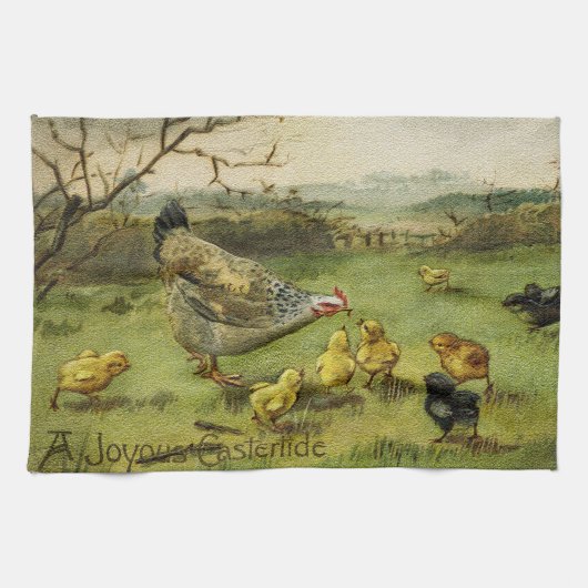 Osterfeier mit Vintage-Henne Geschirrtuch (Horizontal)