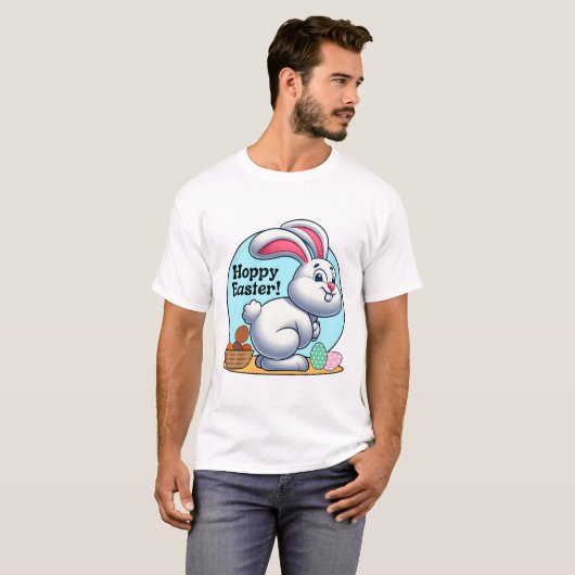 Osterfeier! Osterhasen Kackend Schokoladeneier T-Shirt (Vorne ganz)