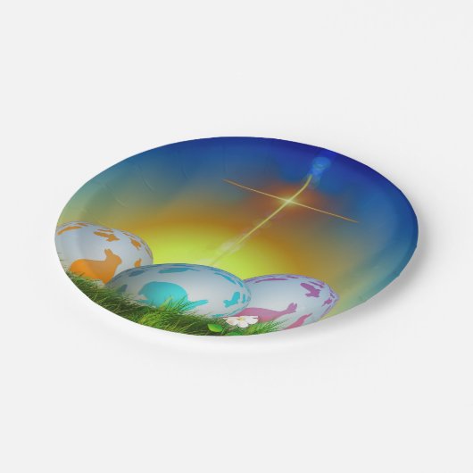 Osterfeier Pappteller (Schrägansicht)