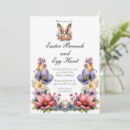 Osterfeier und -jagd einladung (Stehend Vorderseite)