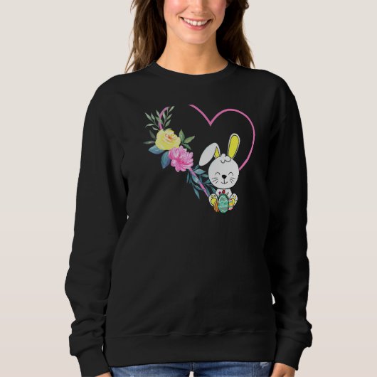 Osterfeiertag Blume Bunny Egg Jagen Sweatshirt (Vorderseite)