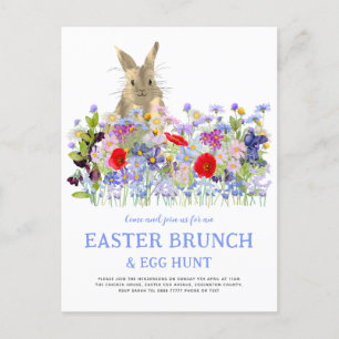 Osterfeiertag Hunt Bunny und Wildblumen Einladungspostkarte