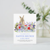 Osterfeiertag Hunt Bunny und Wildblumen Einladungspostkarte (Stehend Vorderseite)