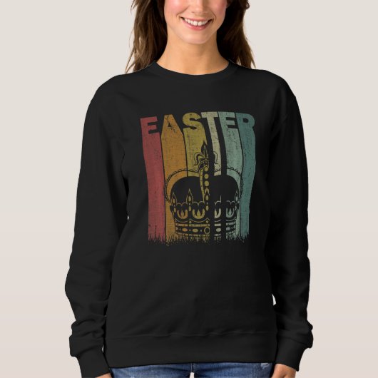 Osterfeiertag Kronen Retro Graphic Funny Ostercost Sweatshirt (Vorderseite)