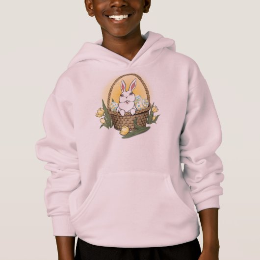 Osterfeiertag Osterhase Bunny Basket Kid's Hoodie (Vorderseite)