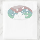 Osterferien Ei jagen Papercut Design Ovaler Aufkleber (Tasche)