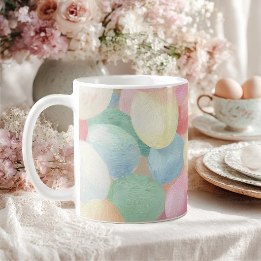 Osterferien Hintergrund mit gefärbten Eiern Kaffeetasse