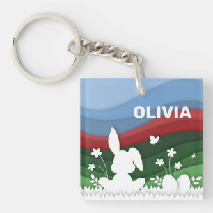 Osterferien niedlicher Cartoon individuelle Name Schlüsselanhänger