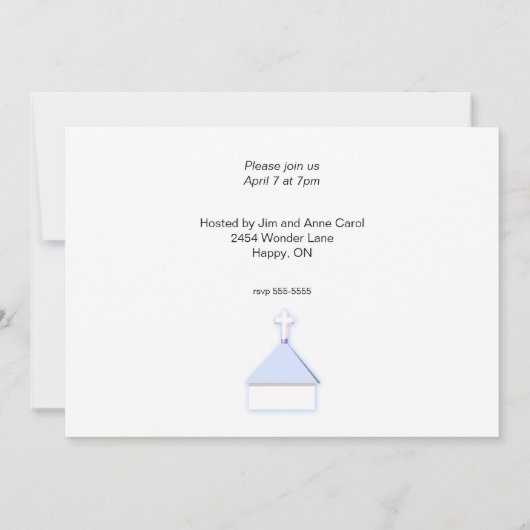 Osterfest Kirche und Regenbogen Einladung (Rückseite)