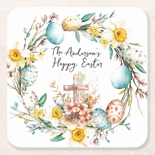 Osterfest mit Blumen Rechteckiger Pappuntersetzer (Vorderseite)