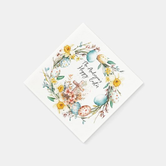 Osterfest mit Blumen Serviette (Ecke)