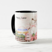 Osterfest Tasse mit Weißer Hase im Korb (Vorderseite Links)