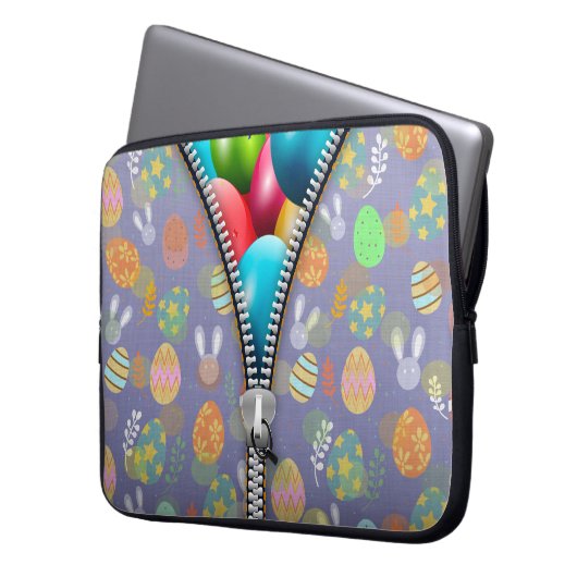 Osterfestplatte - farbenfrohe Eiergestaltung Laptopschutzhülle (Vorderseite Links)