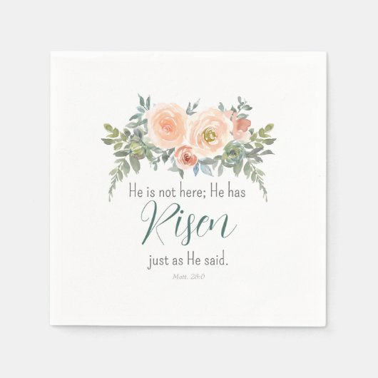 Osterfloral Er hat Rised Scripting Wasserfarbe Serviette (Vorderseite)