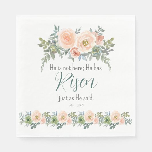 Osterfloral Er hat Rised Scripting Wasserfarbe Serviette (Vorderseite)