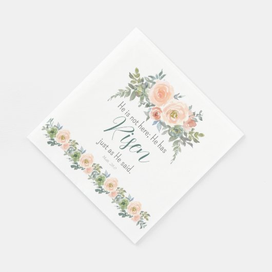 Osterfloral Er hat Rised Scripting Wasserfarbe Serviette (Ecke)