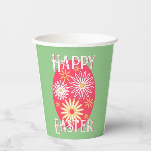Osterfloral Moderne glückliche Ostern Pappbecher (Vorderseite)