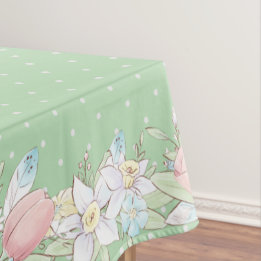 Osterfloral Pastel Green Polka Dots Tischdecke