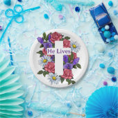 Osterflorkreuz Er lebt Papier-Teller Pappteller (Party)