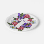 Osterflorkreuz Er lebt Papier-Teller Pappteller (Schrägansicht)