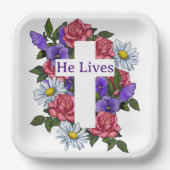 Osterflorkreuz Er lebt Pappteller (Vorderseite)