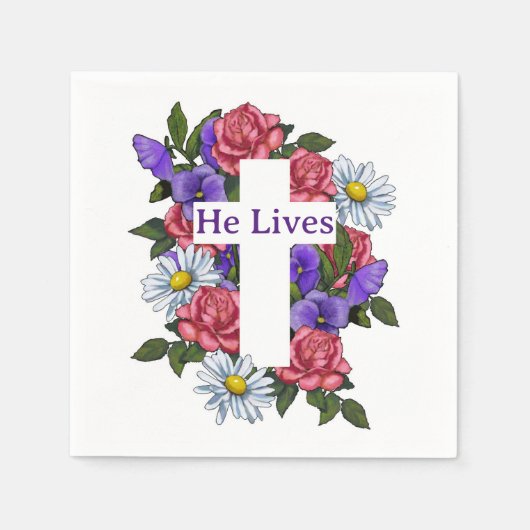 Osterflorkreuz Er lebt Serviette (Vorderseite)