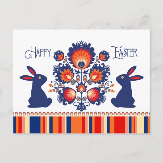 Osterfolklore mit 2 blauen Bündeln 🐰 benutzerdefi Postkarte (Vorderseite)