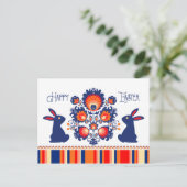 Osterfolklore mit 2 blauen Bündeln 🐰 benutzerdefi Postkarte (Stehend Vorderseite)