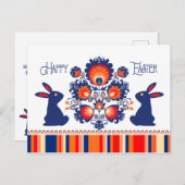 Osterfolklore mit 2 blauen Bündeln 🐰 benutzerdefi Postkarte (Vorne/Hinten)