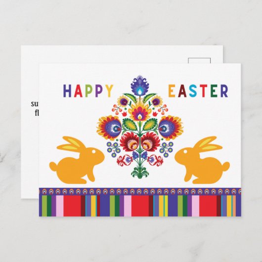 Osterfolklore mit 2 Bündel 🐰 benutzerdefiniertem Postkarte (Vorne/Hinten)