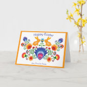 🐰 Osterfolklore mit 2 Bundneys, orange Karte (Gelbe Blume)