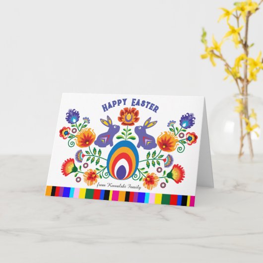 🐰 Osterfolklore mit 2 Bundnien, Karte (Gelbe Blume)