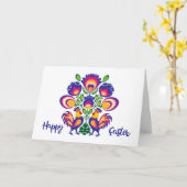 Osterfolklore mit 2 Roosters Custom Folklore Card Karte (Gelbe Blume)