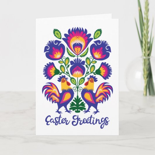 Osterfolklore mit 2 Roosters Custom Folklore Card Karte (Vorderseite)