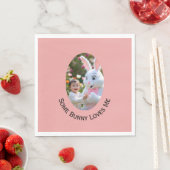 Osterfoto von Hase und Kind im ovalen Rahmen Serviette (Beispiel)