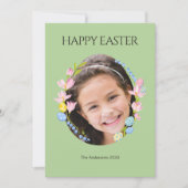 Osterfotokarte mit Blumenrahmen - grün Feiertagskarte (Vorderseite)