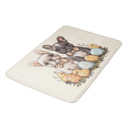 Osterfranzösische Bulldogs Badematte (Schrägansicht)