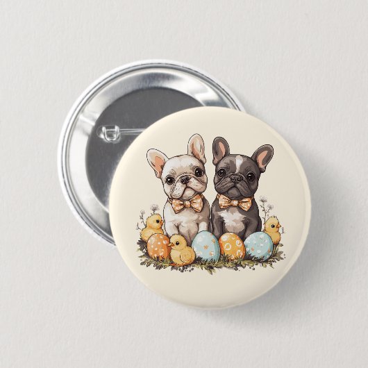 Osterfranzösische Bulldogs Button (Vorne & Hinten)