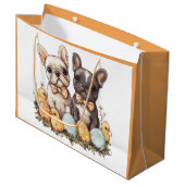 Osterfranzösische Bulldogs Große Geschenktüte (Vorderseite Schrägansicht)