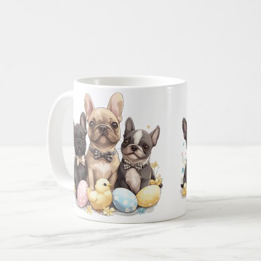 Osterfranzösische Bulldogs Kaffeetasse (Vorderseite Links)