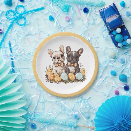 Osterfranzösische Bulldogs Pappteller (Party)