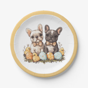 Osterfranzösische Bulldogs Pappteller